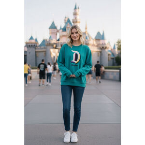 Disneyland Crewneck Sweater Teal NWT